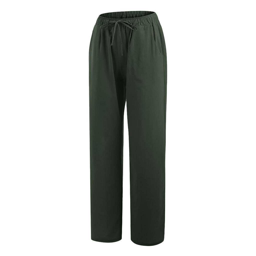 Women's Casual Straight Leg Pants Color Casual Long Pants With Pockets
