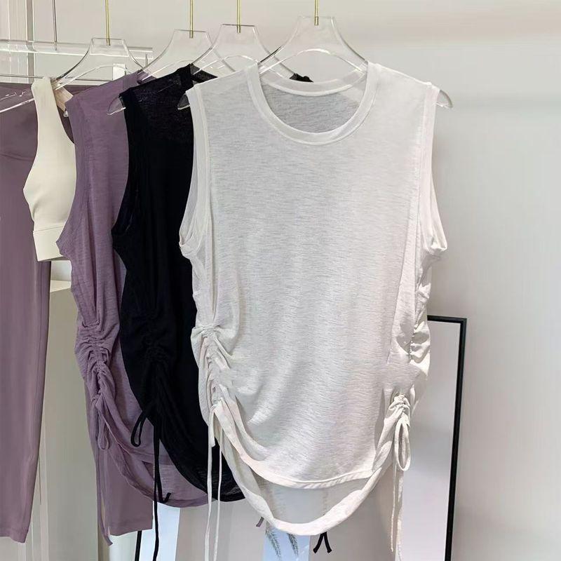 

Sleeveless Yoga Clothes Women Fitness Quick-Drying Vest Clothes Training Running Sports Cover up Breathable Slimming Beauty Back Top New White M