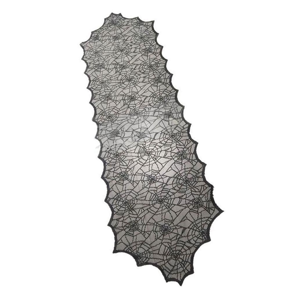 Halloween Black Lace Polyester Tablecloth for Party Decorations Fabric Easy To Cleaning Foldable Designs