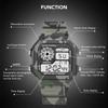 Digital Watch Multi Function Fashion Square Luminous Waterproof Outdoor Sports Chronograph Watch Camouflage Gray