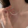 Pure Silver Square Geometric Clavicle Necklace Light Luxury Niche Women Jewelry