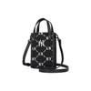 New MLB Monogram Collection Polyester Portable One Shoulder Crossbody Cell Phone Pouch Small Size Women's Black 3ACRH012N-50BKS