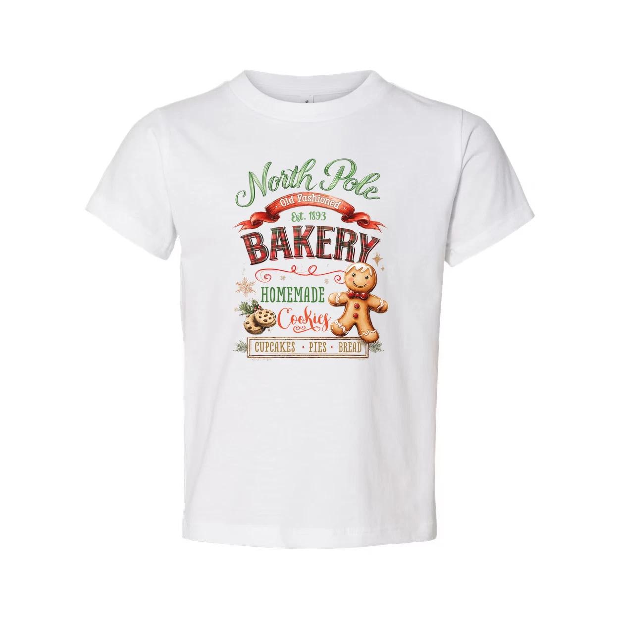 North Pole Bakery Christmas Tee With Homemade Cookies And A Fun Gingerbread Man 3XL