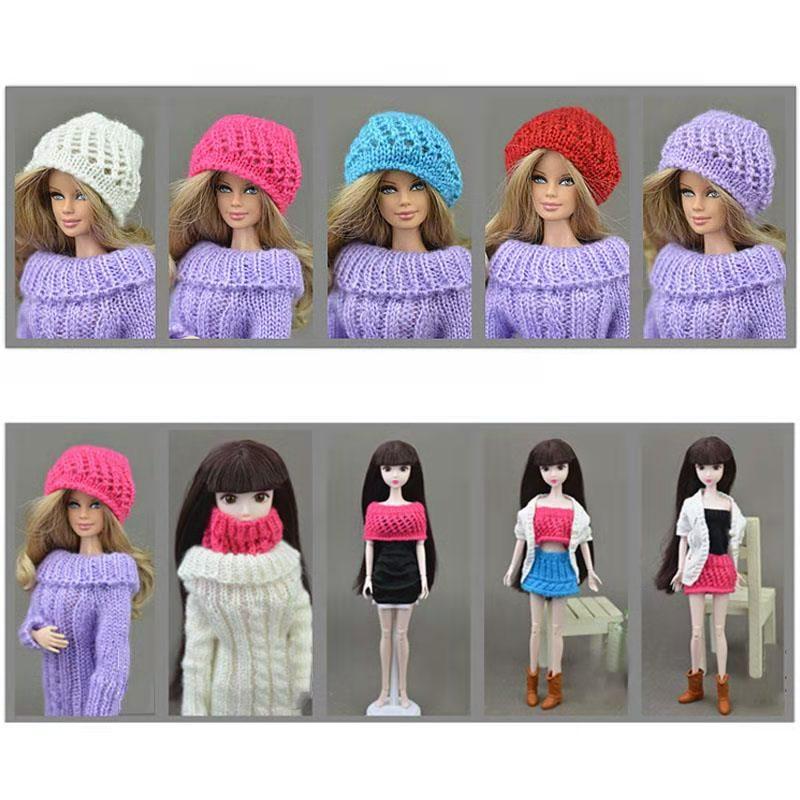 Multi Function Sweater Strapless Top Clothes For Barbie Doll Knitting Skirts For BJD Dolls Can Be Weared As Skirt Top Hat