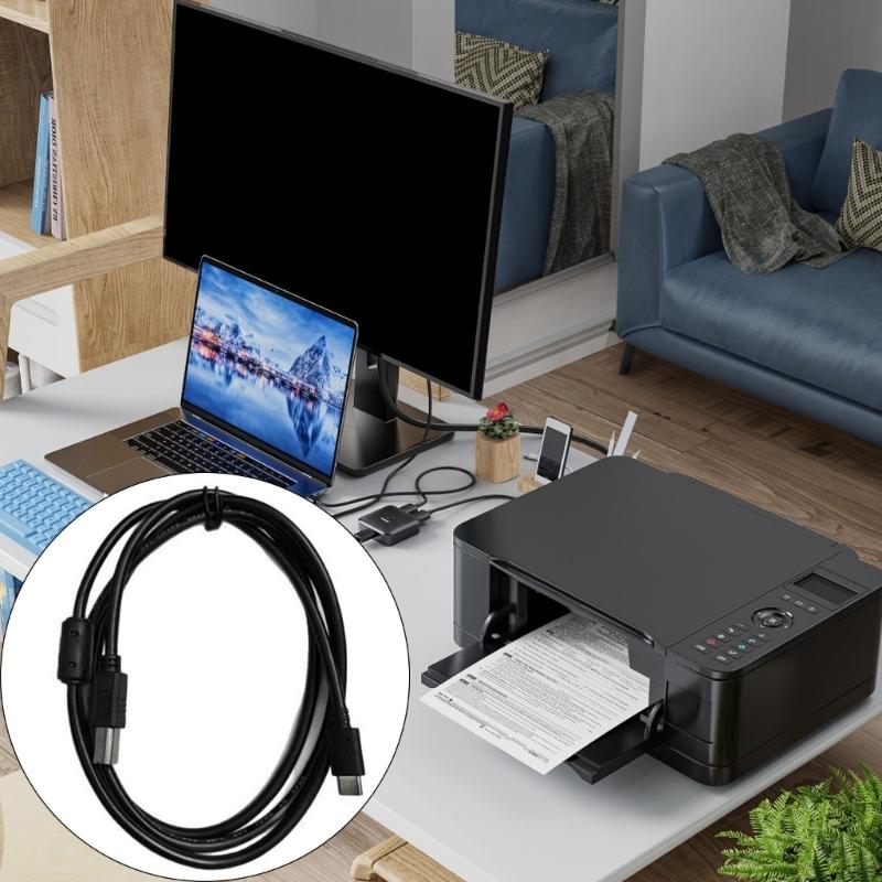 PVC Printer Scanner Cable USB Type C to USB 2.0 B Interfaces Enhancing Signal Stability Suitable for Various Devices