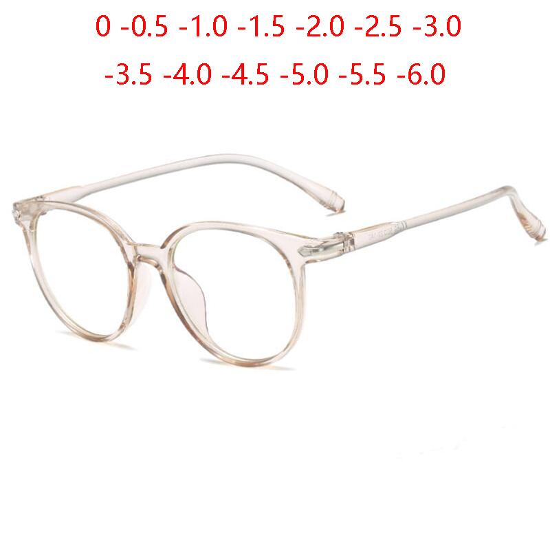 Transparent Tea Vintage Women Short-Sight Eyeglasses Ky959 Big Frame Oval Prescription Spectacles Diopter 0 -50 -100 To -600