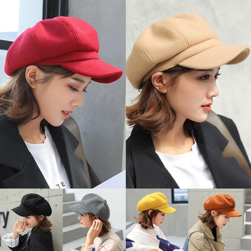 

Женские шапки газетчика, теплая восьмиугольная кепка, шерстяные кепки художника, повседневные осенне-зимние аксессуары, 1 шт.