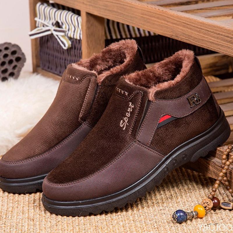 Winter Warmth Simplicity Comfort Versatility Men's Cotton Shoes Thick Cold Resistant Anti Slip Wear-resistant Men's Cotton Boots