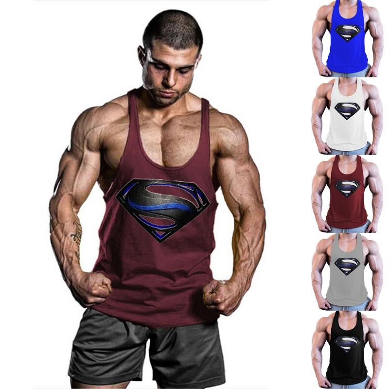 Premium Quality Men Bodybuilding Tank Top Muscle T-shirt With 3d Superman Design