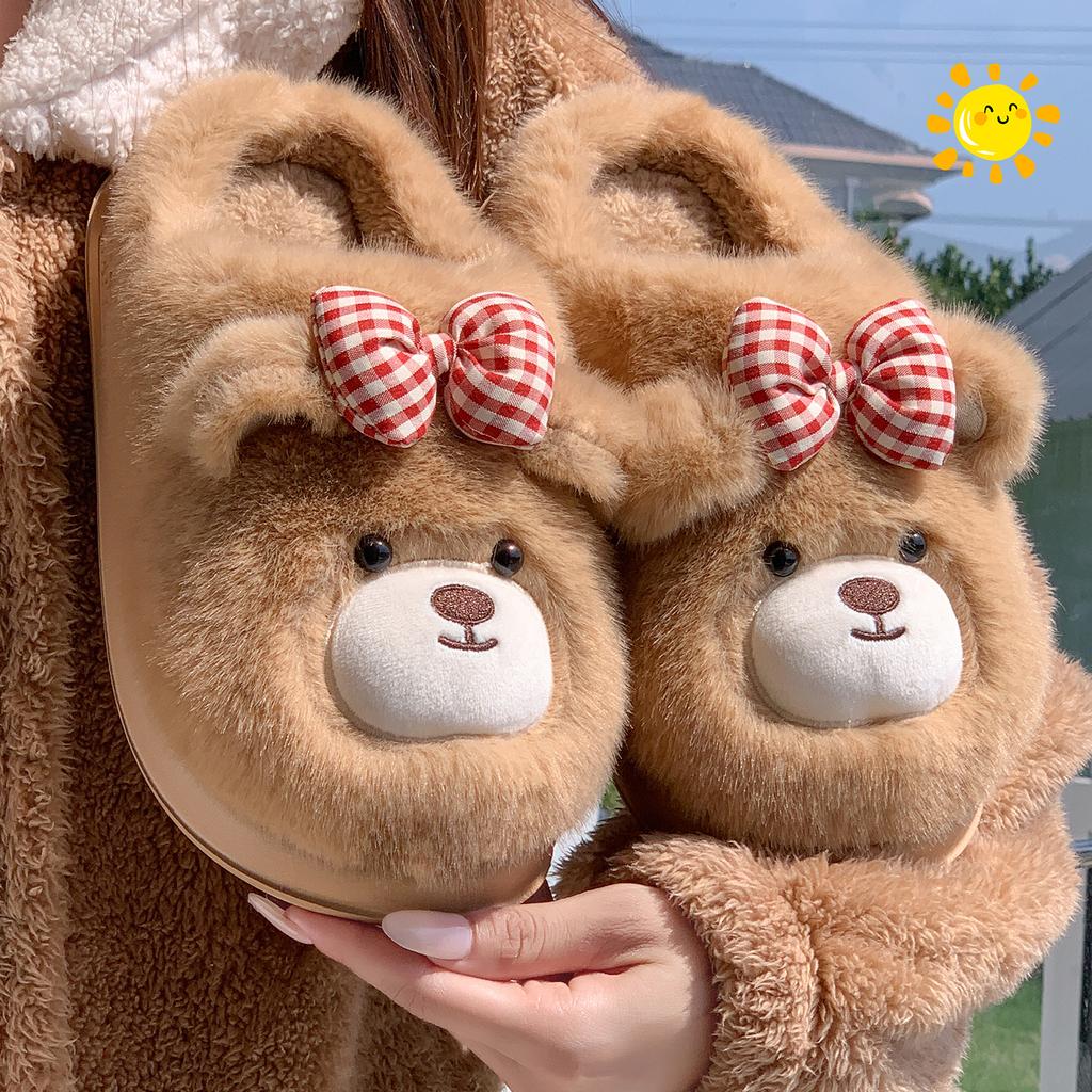 Cartoon Women Home Slippers Plush Warm Thick Bottom Slides Cute Soft Non-slip Slippers Indoor Outdoor Men Casual Slippers