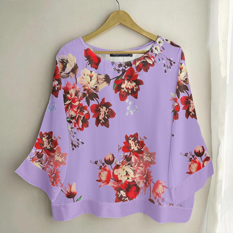ZANZEA Women Casual Round Neck 3/4 Sleeve Loose Floral Print Blouse