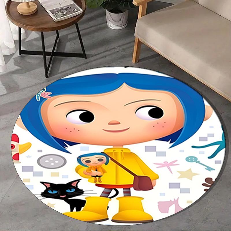 Mystery Coraline's World Round Rug for Livingroom,Bedroom, Palyroom, Chair Rug, Area Rug, Circle Carpet, Large Size Fan Christmas Gift