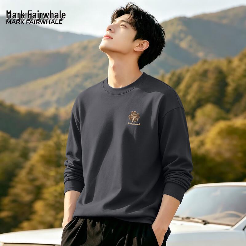 Mark Fairwhale Men's Long-Sleeve Pure Cotton Crewneck T-Shirt