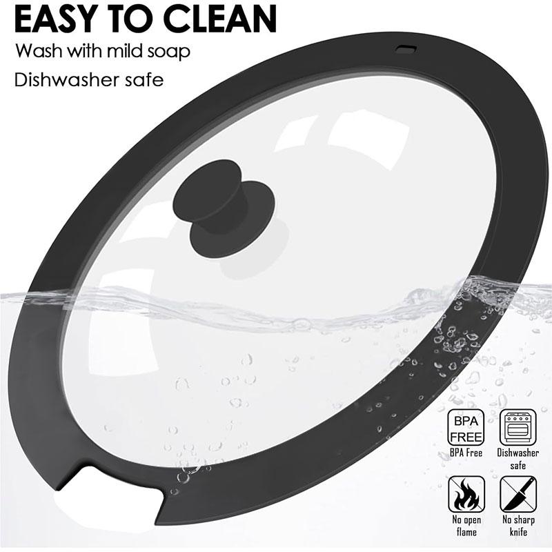Universal Tempered Glass Pot Lid for Pots Pan Skillet Spill Stopper Cover 18/20/26cm Heat Resistant Silicone Replacement Pan Lid