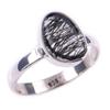 Natural Black Rutile Gemstone Handmade 925 Solid Sterling Silver Ring S.6 a8g58