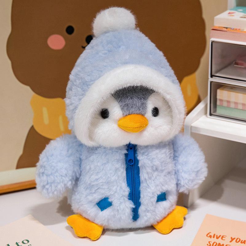 25cm Cute Penguin Plush Toy Soft Fluffy Comfortable Sleep Doll with Clothes Hat Stuffed Animal Pillow Birthday Gift for Kids