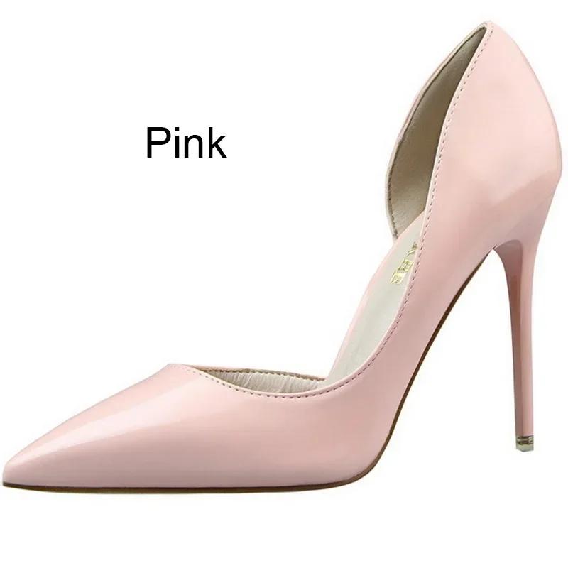Women Patent Leather High Thin Heel Shoes Office Shallow Mouth Single Shoes Nightclub Party Wedding Banquet Gathering Lady Pumps