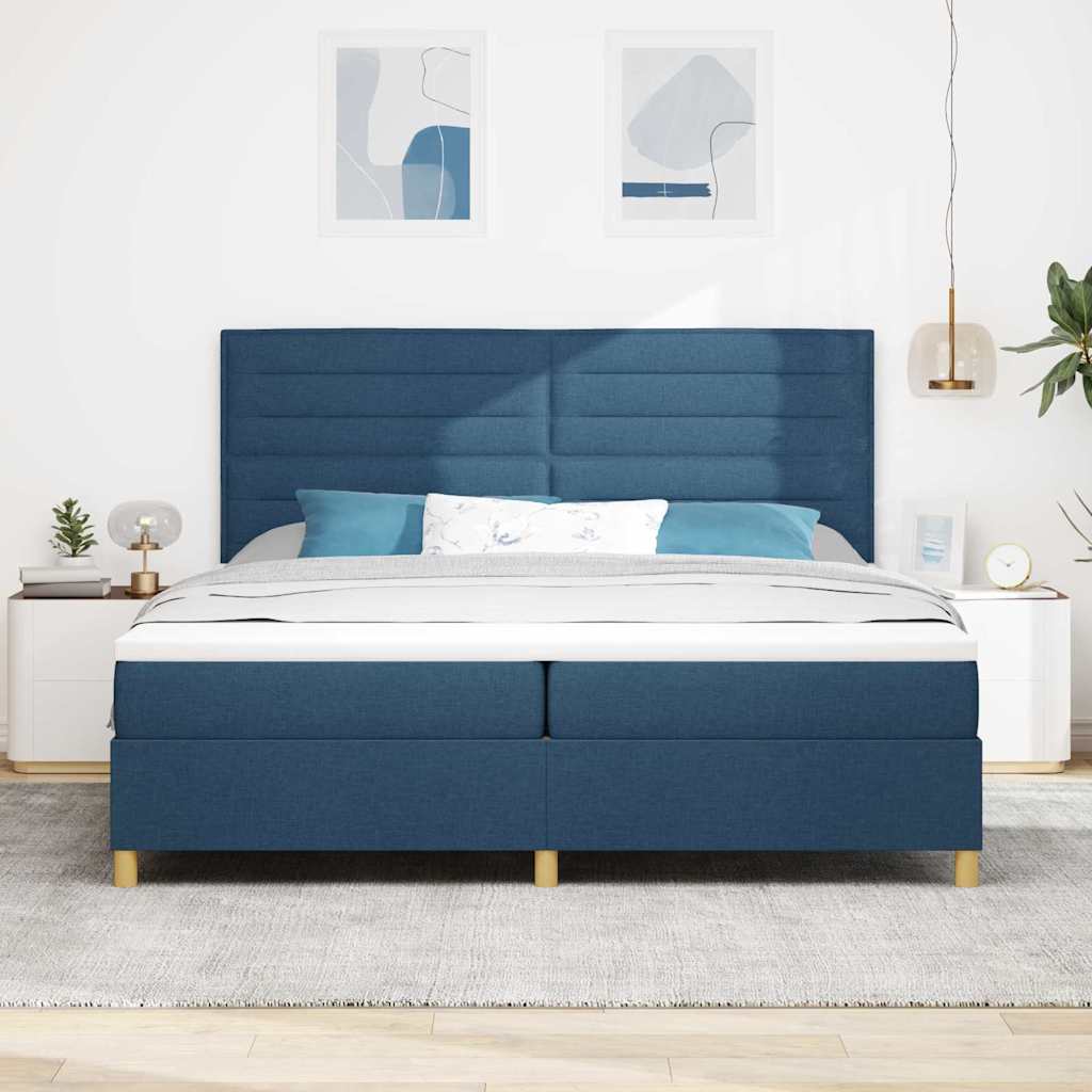 Boxspring Bed with Headboard Blue 200 x 200 cm Fabric