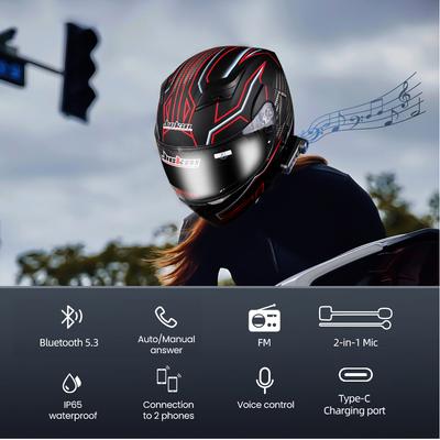Bluetooth 5.3 Helmet Headset Wireless Hands-free Call Phone Kit Motorcycle Waterproof Earphone MP3 Music Player Speaker for Moto