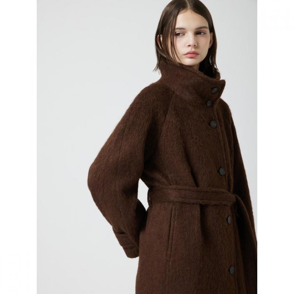 Cappotto Lungo Collo Alto in Misto Alpaca C254msg031