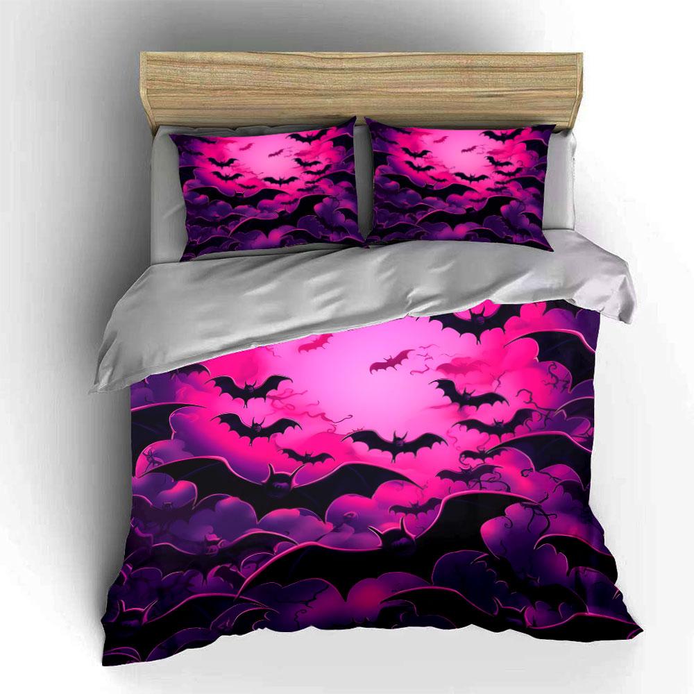 Bat-Themed Decor For Halloween Parties Exquisite Three-Piece Bedding Set Gift For Kids And Adults