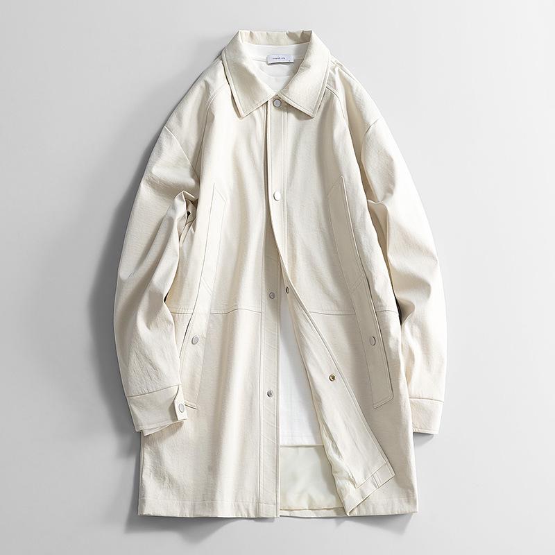 Men's Mid-Length Trench Coat - 2025 Spring/Autumn Casual Loose Jacket, Plus Size Available