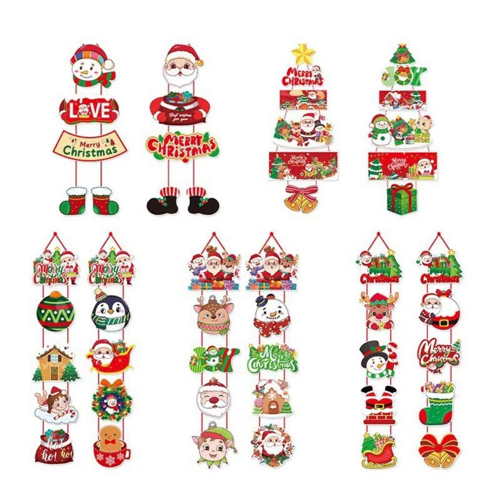 Multicolor Merry Christmas Door Hanger Santa Clause Christmas Tree Ornament  Home Decoration