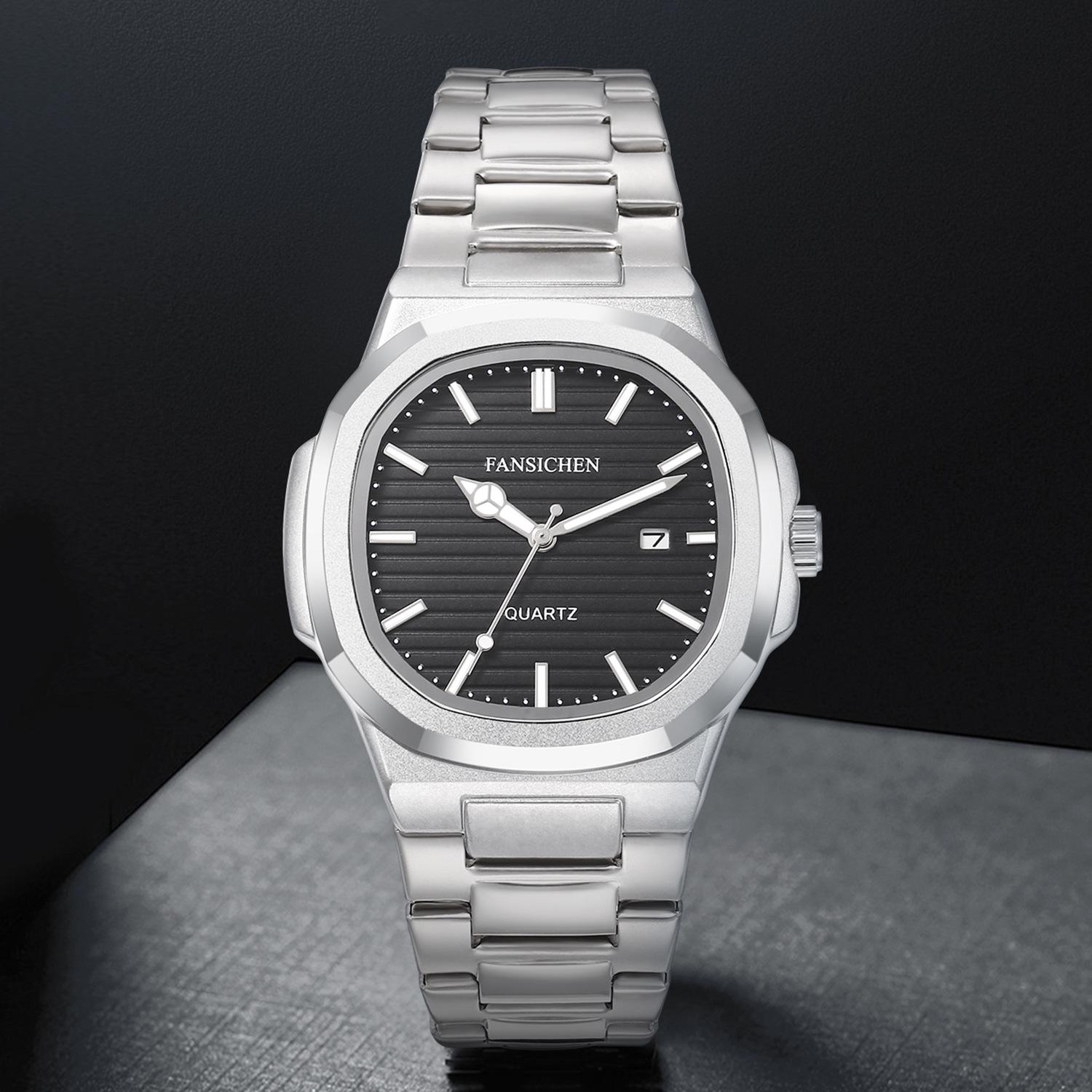 Мужские водонепроницаемые светящиеся кварцевые бизнес-часы Nautilus чёрный