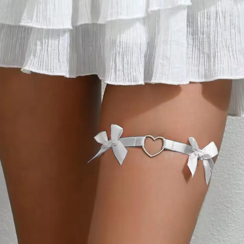Gothic Heart Lolita Leg Garter Anime Elastic Bowknot Leg Ring Choker Thigh Ring Role Cosplay Leg Ring Wedding Sexy Lace Garter