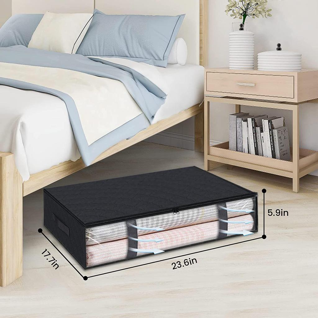 Foldable Under-Bed Storage Box with Handle for Quilts and Blankets