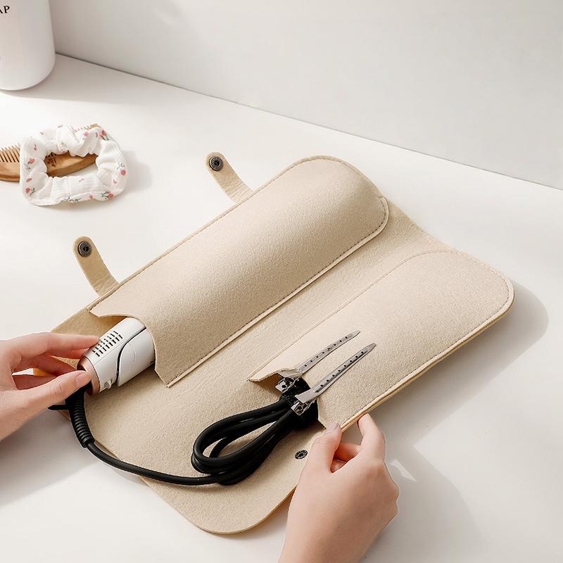 Heat Resistant Felt Travel Storage Pouch for Curling Iron Hair Straightener Flat Iron Organizer Insulation Protective Case