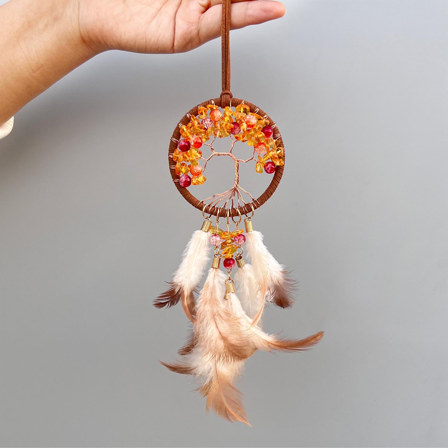 

Кристальный камень подвески для автомобиля ручной работы плетение дерево жизни перо ловец снов подвески для автомобиля украшения безделушки