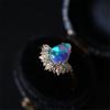 Luxury Female Blue Fire Opal Stone Engagement Ring Trendy Gold Color Water Drop Wedding Jewelry Gift For Women
