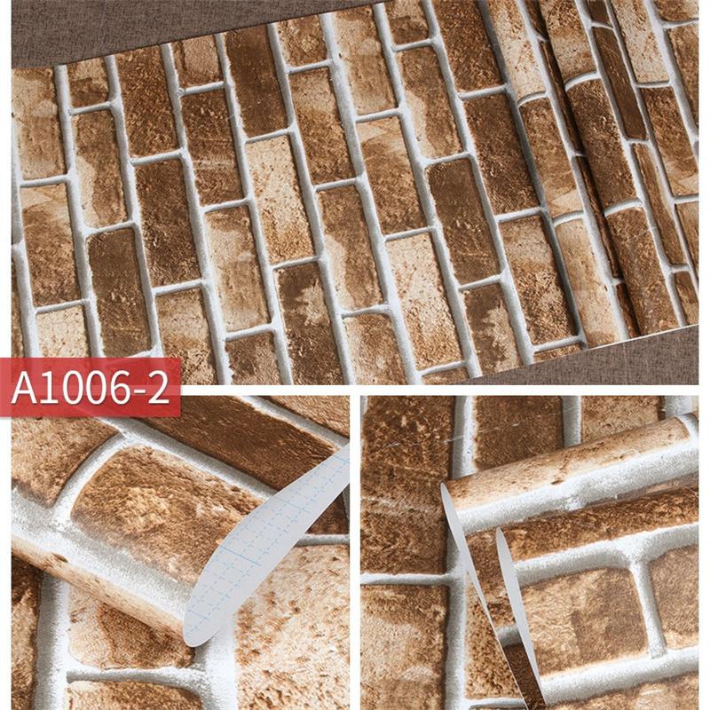 Retro Cegła i Kwiatowy Samoprzylepna Wodoodporna Tapeta Peel & Stick Dekoracja Ścienna Biurko i Meble DIY Zdejmowane Naklejki