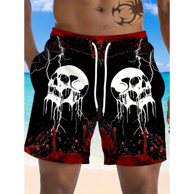 2025 New Men Beach Pants Horror Skull 3D Printed Men's Shorts Summer Quick-drying Trunks Men's Clothing Hawaiian Trendy Shorts