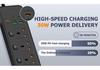UK Socket Extension Cord with PD30W Fast Charging & Independent Switch Control, 5-Hole Overload Protection