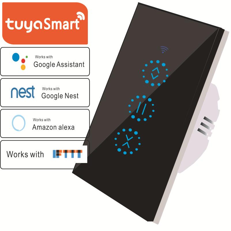 

Smart WiFi Curtain Switch with Alexa Voice and Remote Touch Control чорний