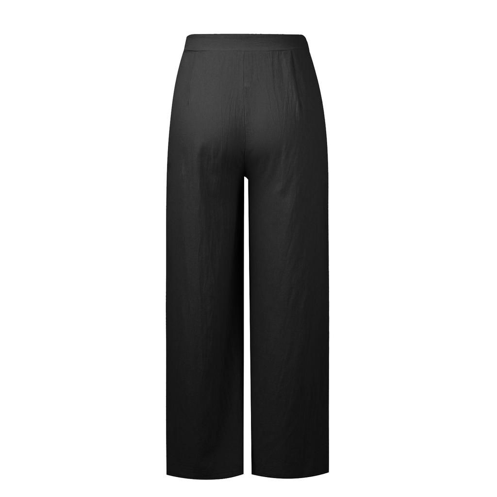 High Waisted Women's Straight Leg Pants Casual Solid Color Wide Leg Pants With Side Zipper