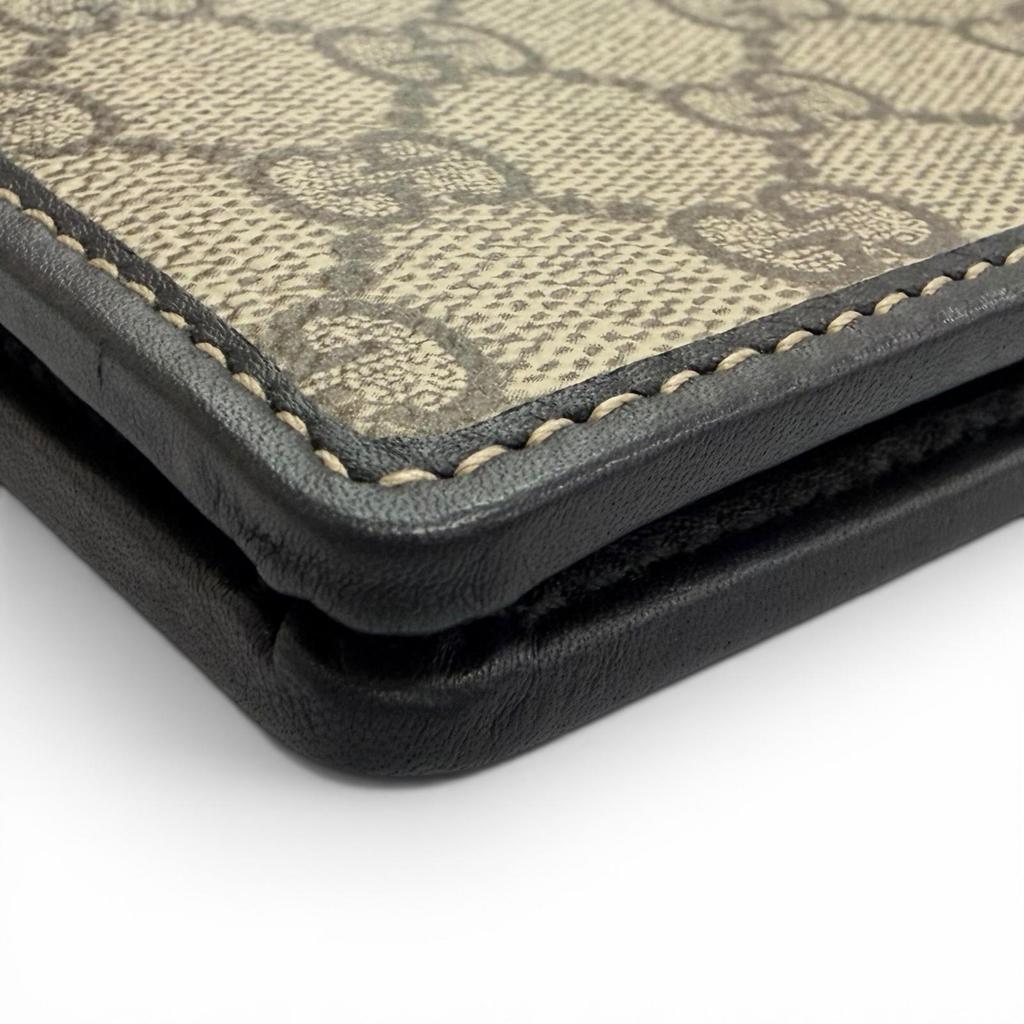 Excellent GUCCI Purse GG Emblem Continental Wallet black GG canvas mens 821802 Used