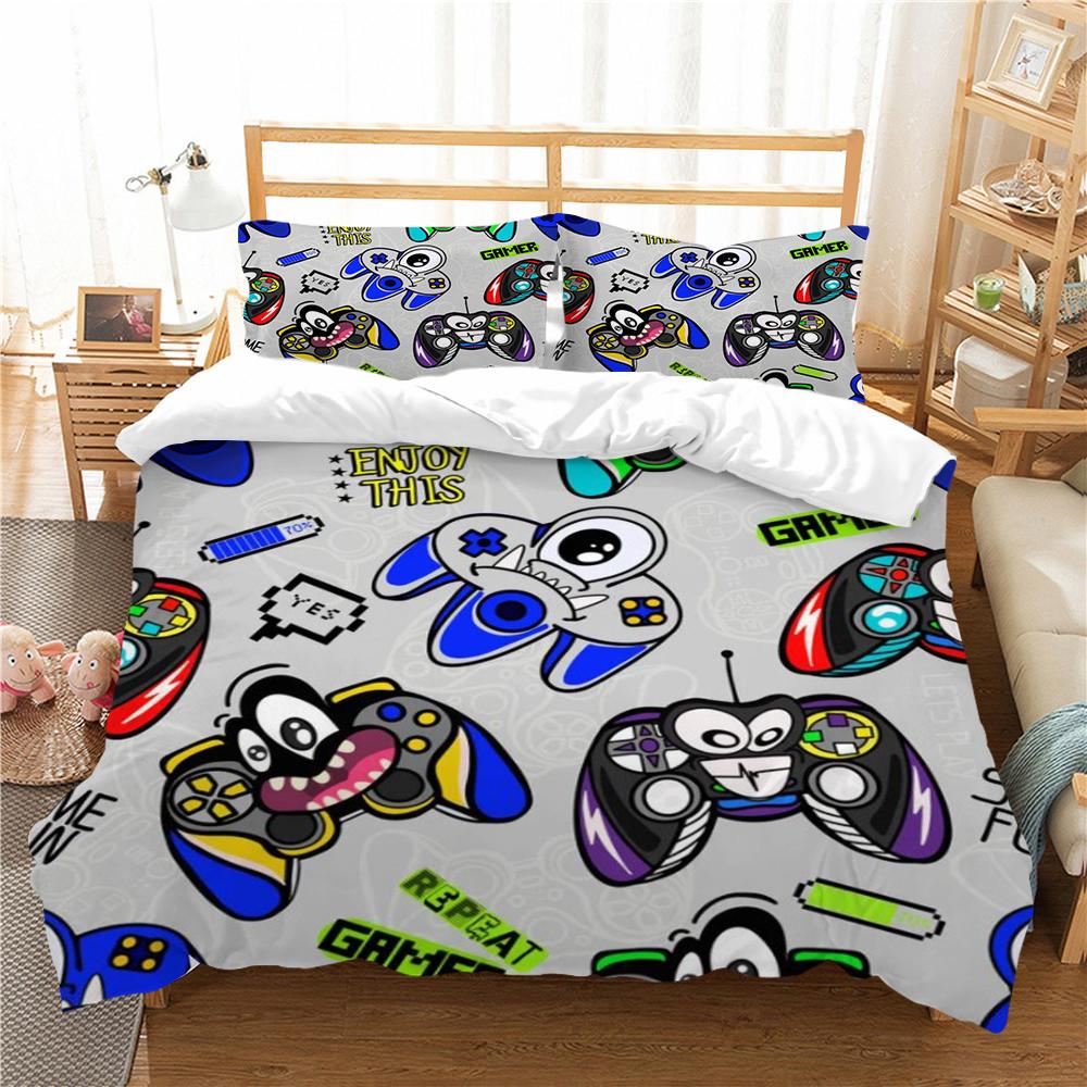 Zestaw pościeli 3D Gamepad Miękka poszwa na kołdrę Kołdra Poszewki Domowa pościel Narzuty Narzuta na kołdrę