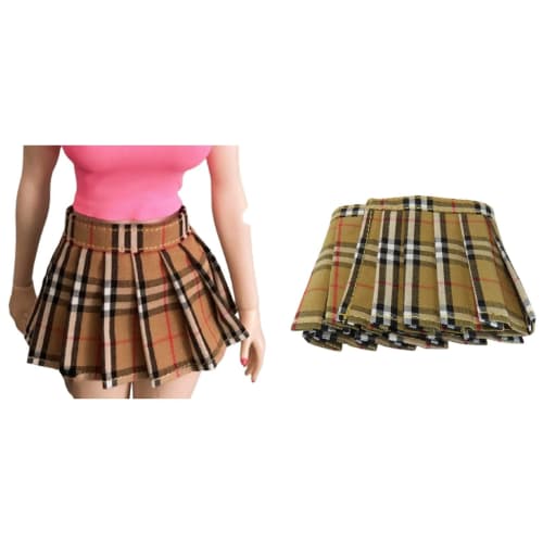 

AlegolT 1/6 Scale Mini Skirt, Pleated Skirt, Checkered, Beige, for Figures and Dolls (Women s Doll Accessories) TOSK01-BEG_C