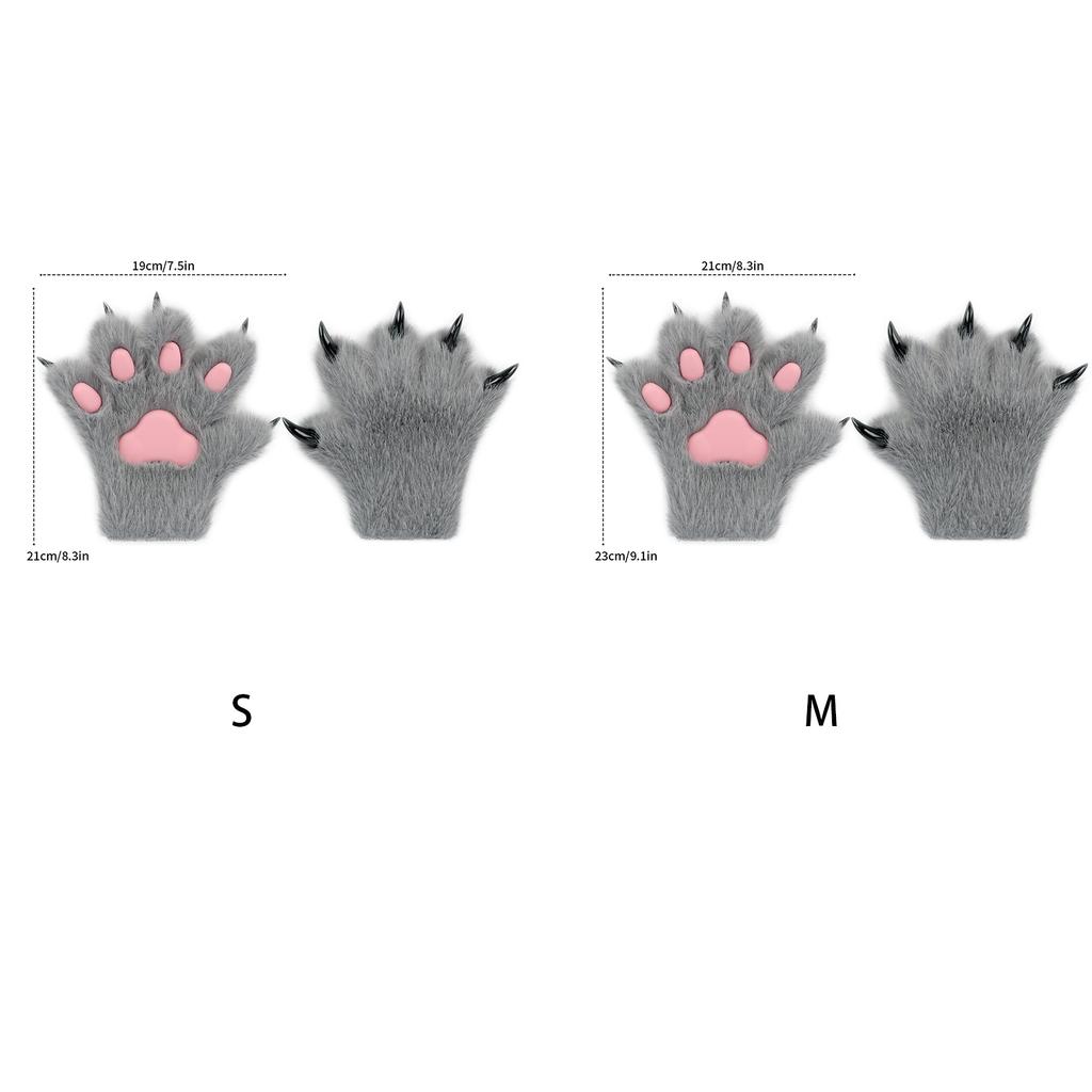 Plush Cat Paw Beast Costume Gloves with Nails Comic Exhibition Cat Paw Prop Decoration Beast Costume Beast Paw Hand Cute Props
