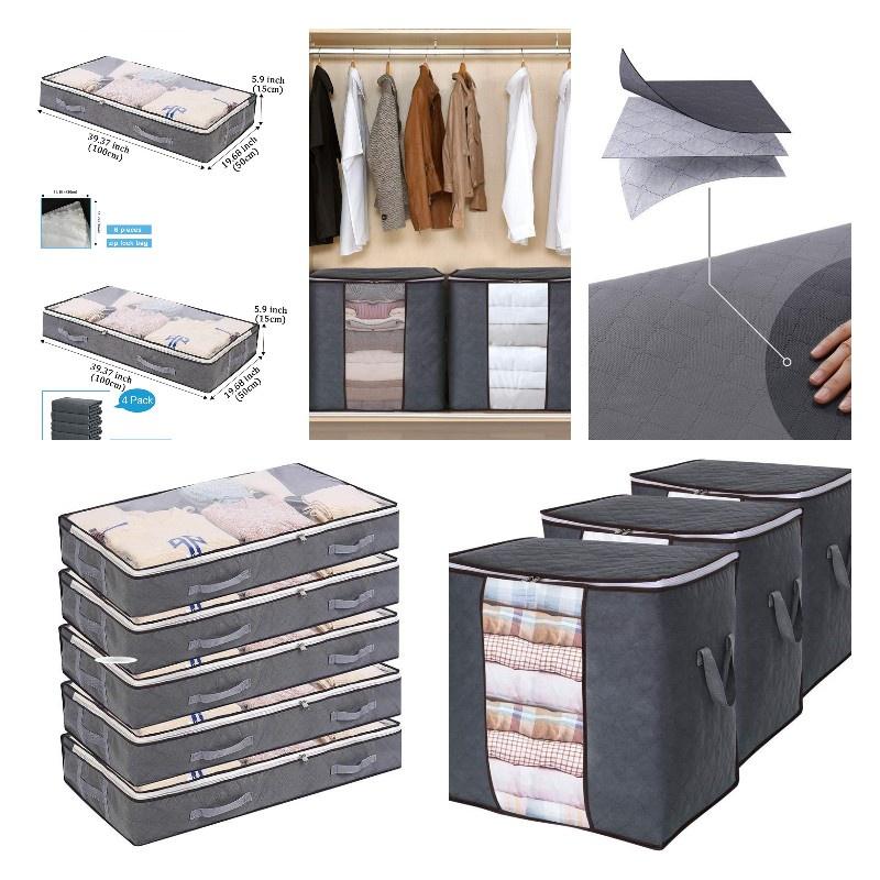 Transparent Bed Bottom Storage Box, Foldable Cotton Quilt Bag, Clothing Storage Bag, Household Wardrobe Clothes Storage Dustproof Sorting Bag