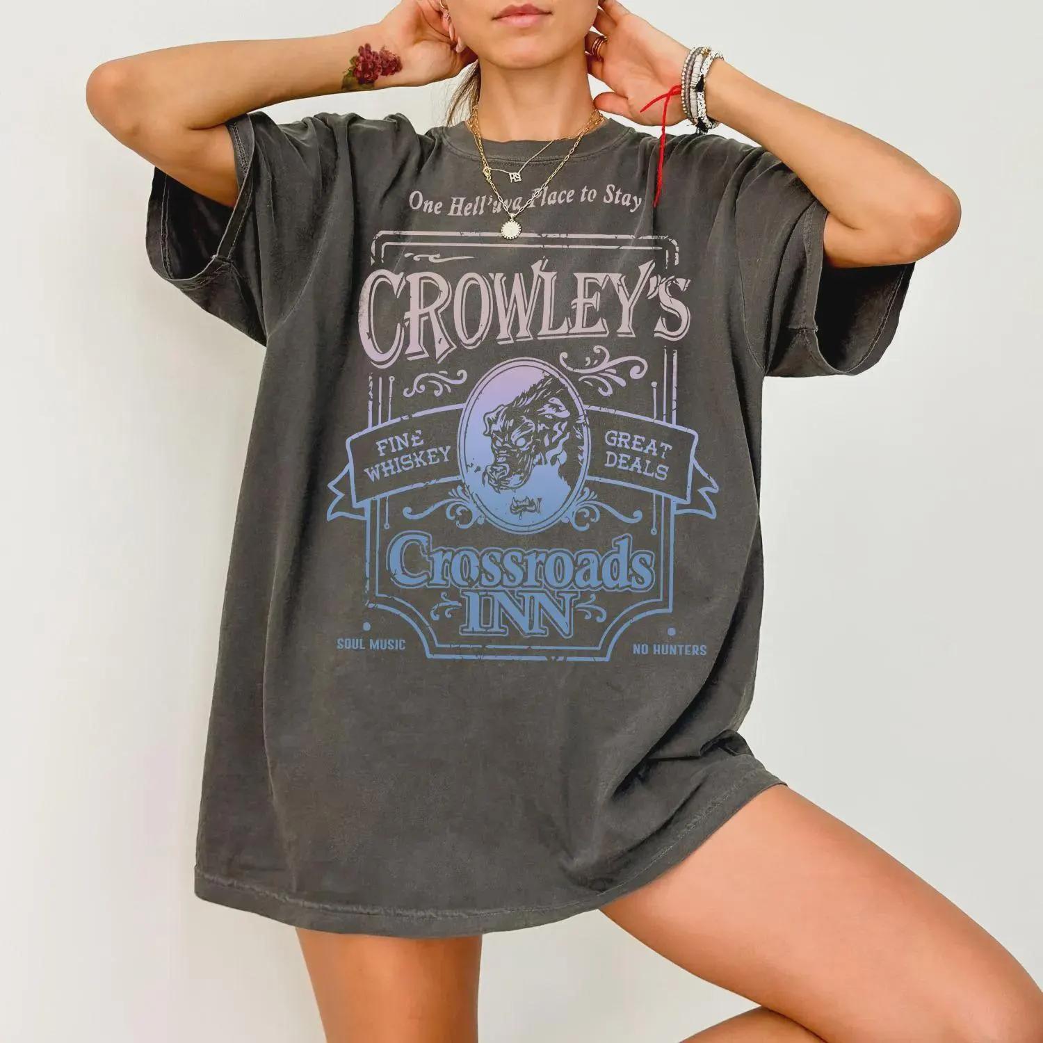 Plus Size Womens Supernatural Crowleys Crossroads Inn TShirt Pure Cotton Breathable Stylish Versatile Street Style Oversized XL