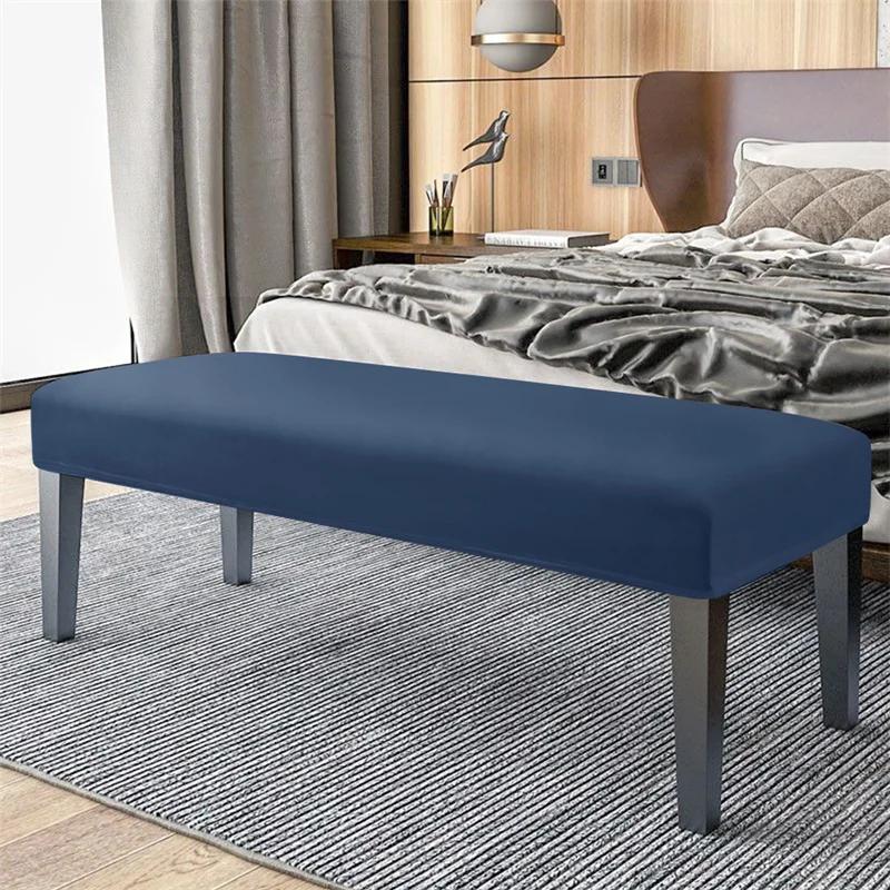 1Pc Stretch Velvet Bench Cover Anti-Dirty Classic Solid Color Bench Slipcover Washable Bench Seat Protector Cover For Bedroom