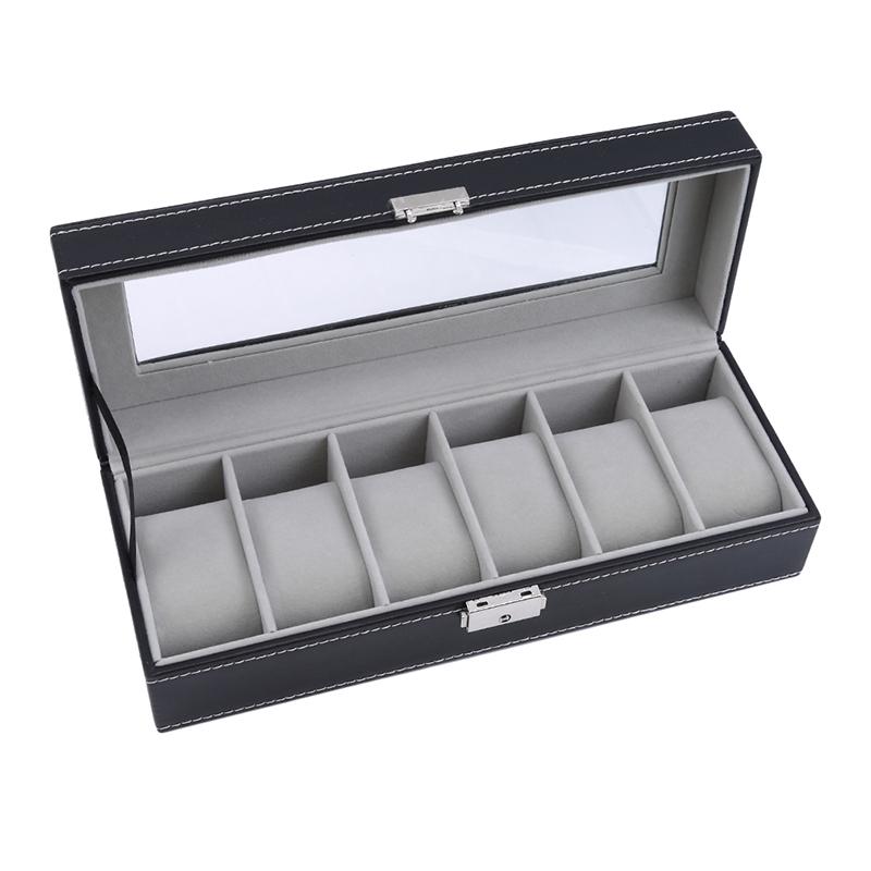 6 Slots PU Leather Pratical Watch Storage Display Box Case Packaging For Men Valentine Gift