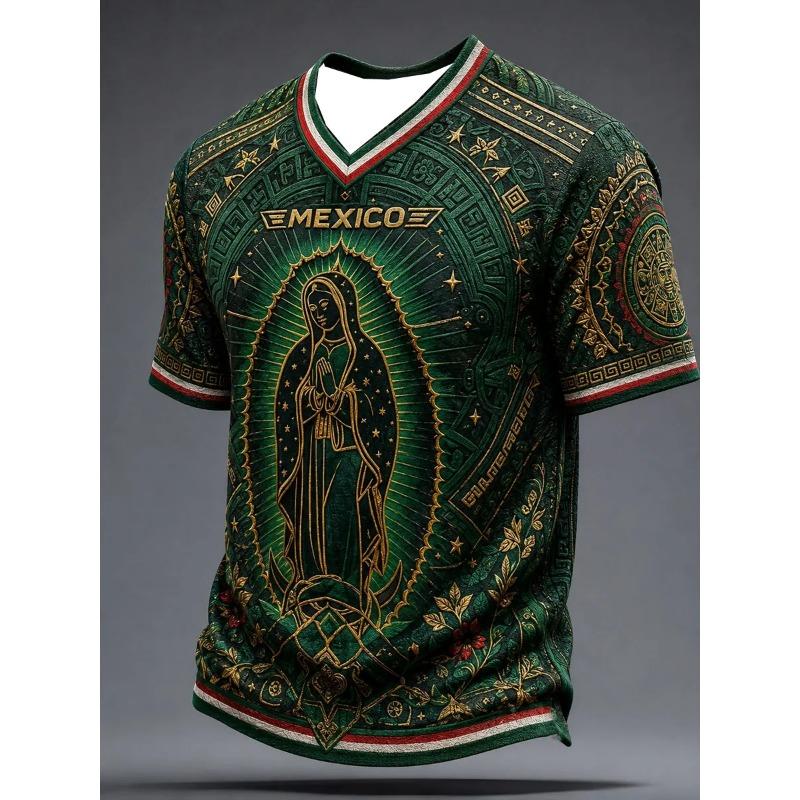 Children and Adults Mexico Vitality 3D Printed Jersey Style Short Sleeved Breathable Fan Match Support Top