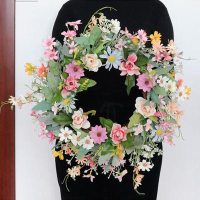 Handmade Silk Chrysanthemum Wreath Fake Flower Front Door Hanging Garlands  Party Favors