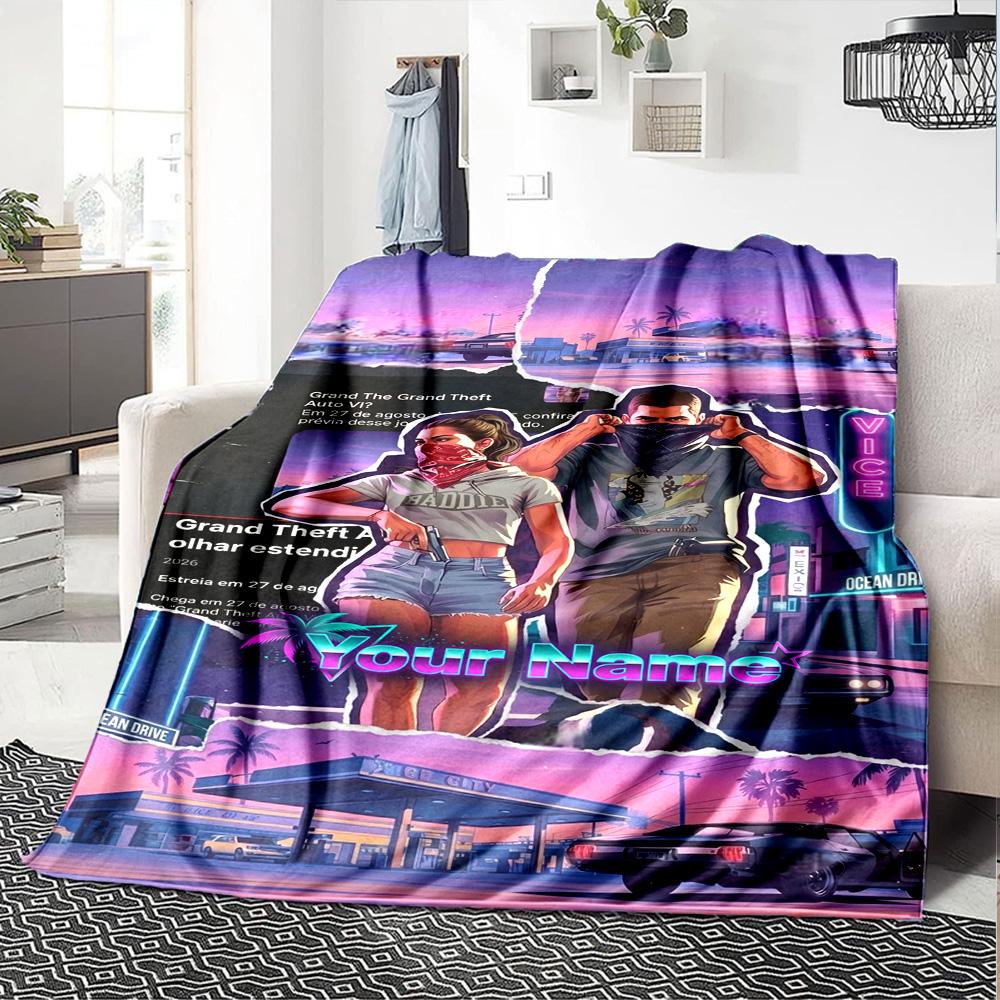 Grand Theft Auto Personalized Name Blanket Lightweight Personalized Blanket Soft & Cozy Versatile for Living Room Office Chair Picnics Sofa