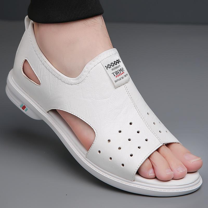 Sandals for Men Brand Casual Leather Sandals Fashion Outdoor Roman Sandal 2026New Comfort Flat Sandals Open-toed Beach Sandalias